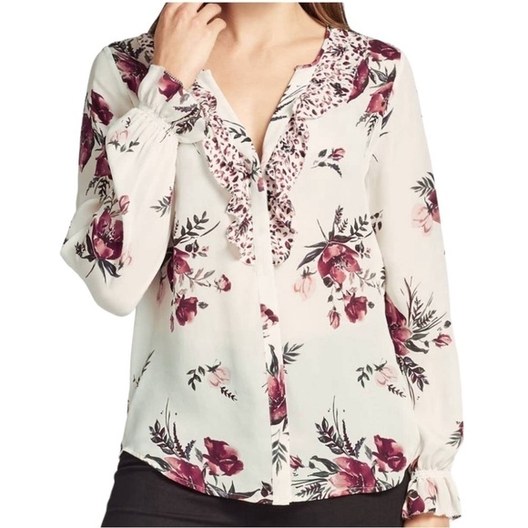 Joie 100% Silk Ruffle Button Front Blouse - Picture 1 of 5